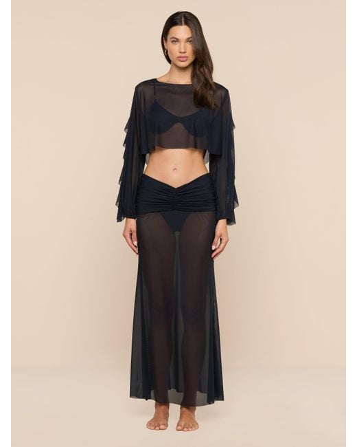 L'Agence Black Ambala Mesh Cover-Up Top