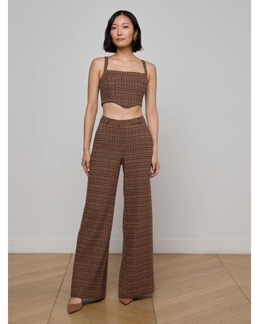 Top Corset Tiffany, Marron À Motif Pied-De-Poule Multicolore L'Agence en coloris Brown