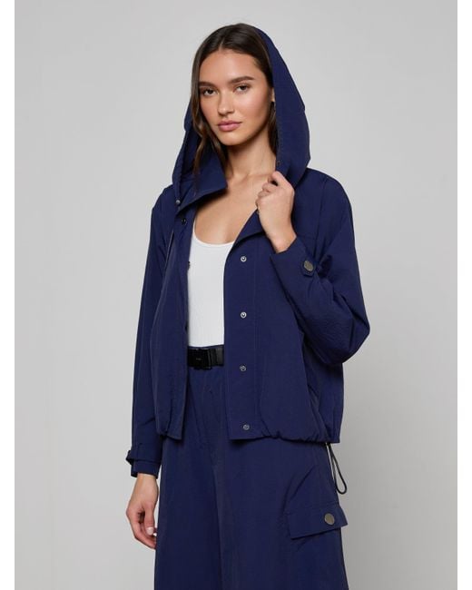 L'Agence Blue Geovana Hooded Windbreaker