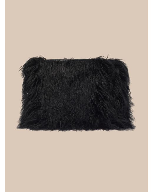L'Agence Black Adelina Faux Fur Clutch