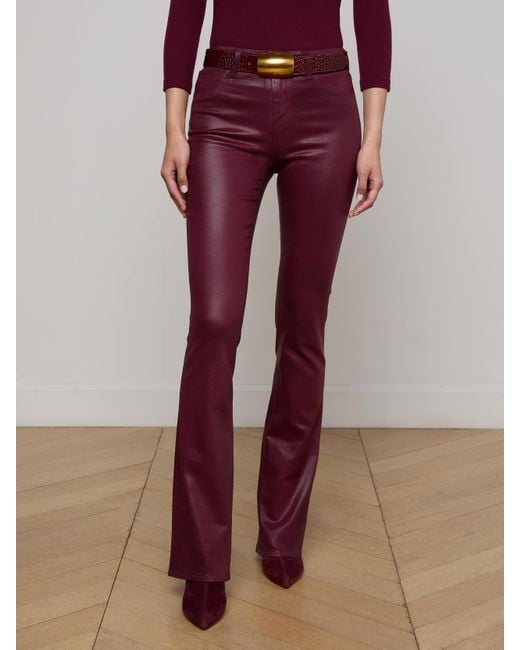 L'Agence Red Ruth Coated Straight-Leg Jean