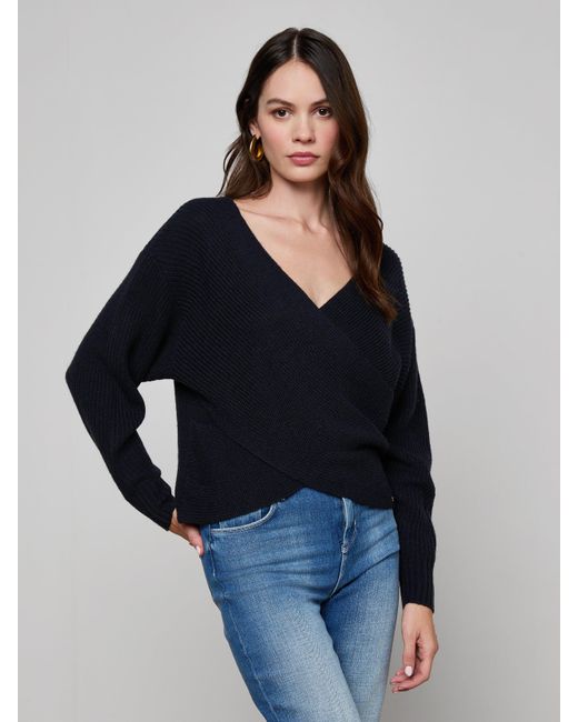 Pull Cache-Cœur Antonella, Bleu Nuit L'Agence en coloris Blue