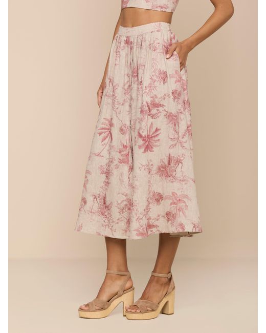 L'Agence Natural Seina Linen Midi Skirt