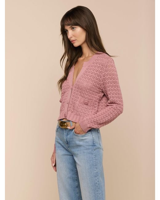 L'Agence Blue Orla Pointelle Knit Cardigan