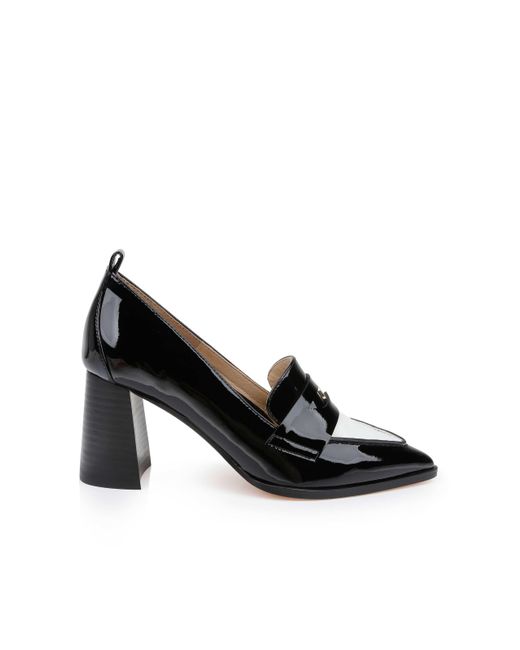 L'Agence Black Mallory Leather Block-Heel Loafer