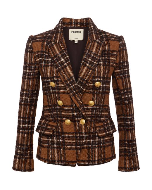 L'Agence Blue Sculpted Tweed Blazer