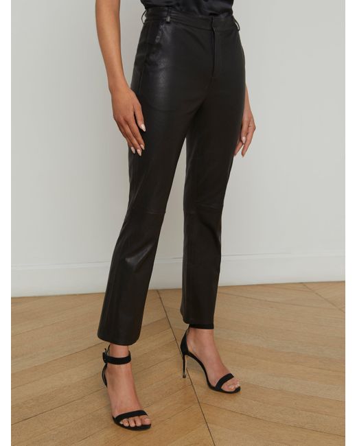 L'Agence Black Ketra Leather Bootcut Trouser