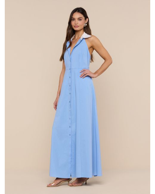 Robe Longue En Popeline Maurie, Bleu/Blanc L'Agence en coloris Blue