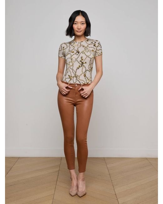 L'Agence White Margot Coated Cropped Skinny Jean