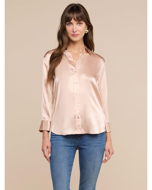 L'Agence Natural Dani Silk Blouse Top