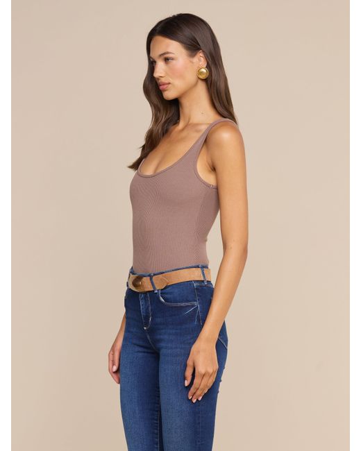 L'Agence Brown Nica Scoopneck Bodysuit