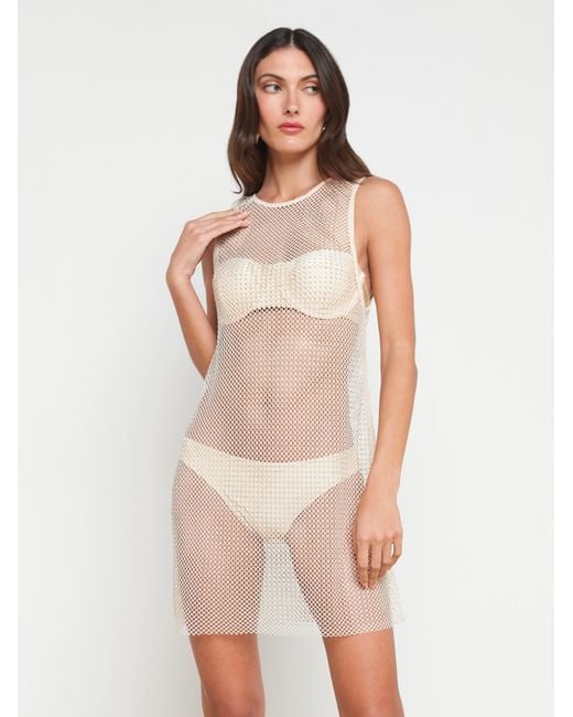 L'Agence White Angela Mesh Cover-up Dress