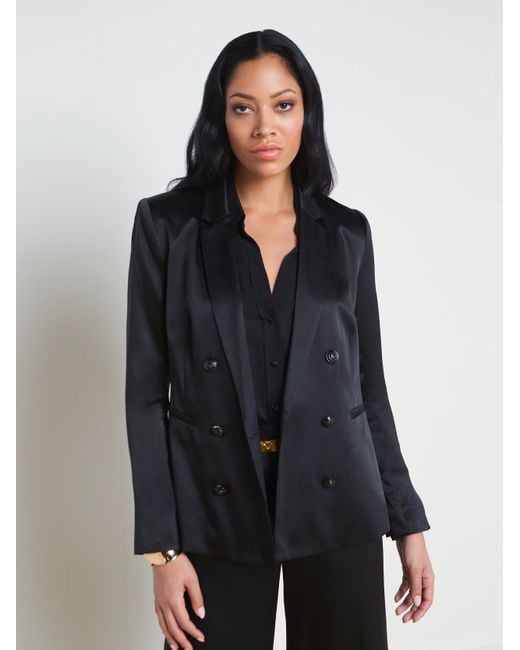 Blazer Croisé En Charmeuse De Soie Colin En Noir L'Agence en coloris Black