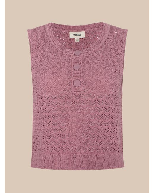 L'Agence Pink 'Agence Carven Pointelle Knit Tank Top