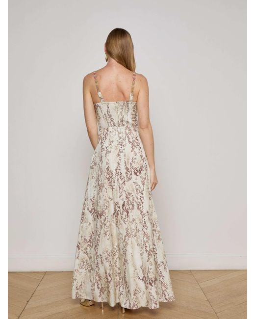 L'Agence Natural Sutton Beaded Strap Maxi Dress