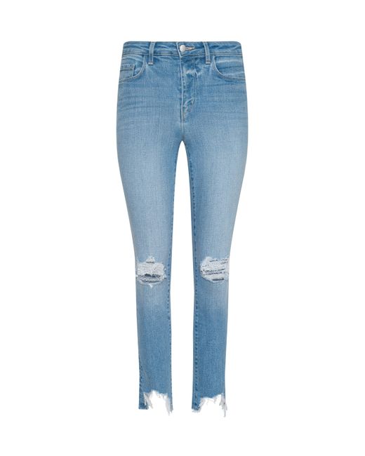 L'Agence Blue High Line Distressed Skinny Jean