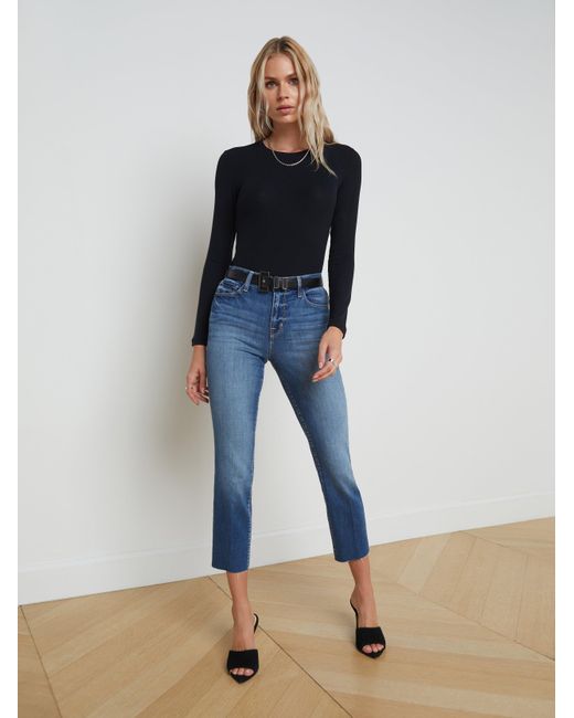 Jean Slim Taille Haute Court Sada En L'Agence en coloris Blue