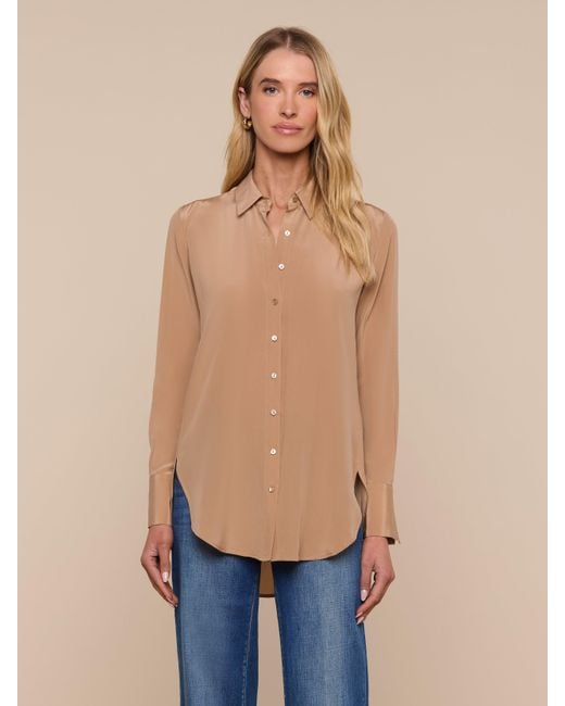L'Agence Blue Babette Silk Blouse Top