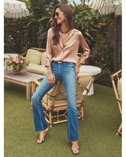L'Agence Blue Dani Silk Blouse Top