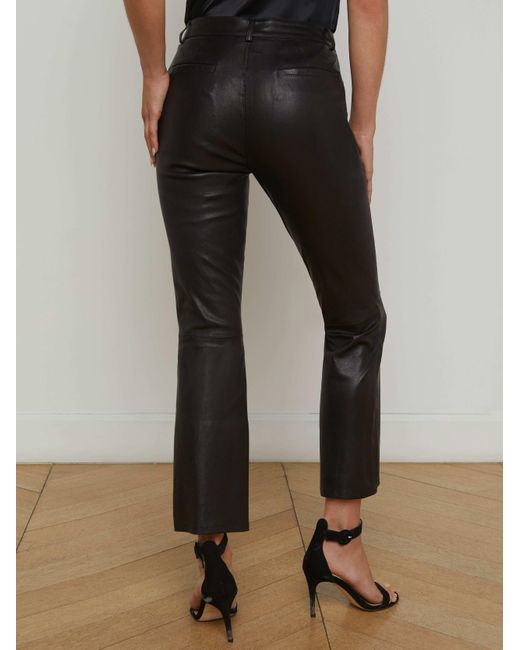 L'Agence Black Ketra Leather Bootcut Trouser