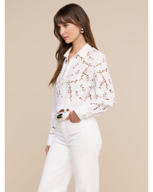 L'Agence White Seychelle Lace Cropped Blouse