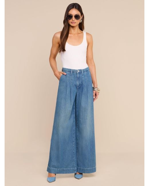 L'Agence Blue Jayani Pleated Wide-Leg Jean
