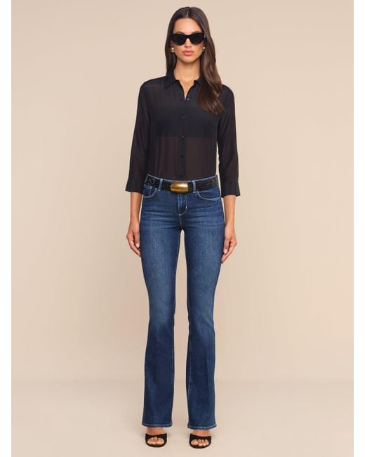 L'Agence Black Dani Cotton-Silk Blouse Top