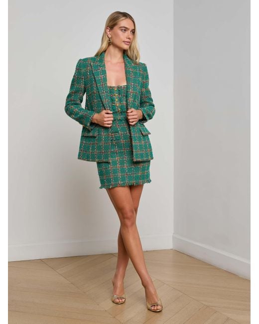 L'Agence Green Gweny Tweed Blazer