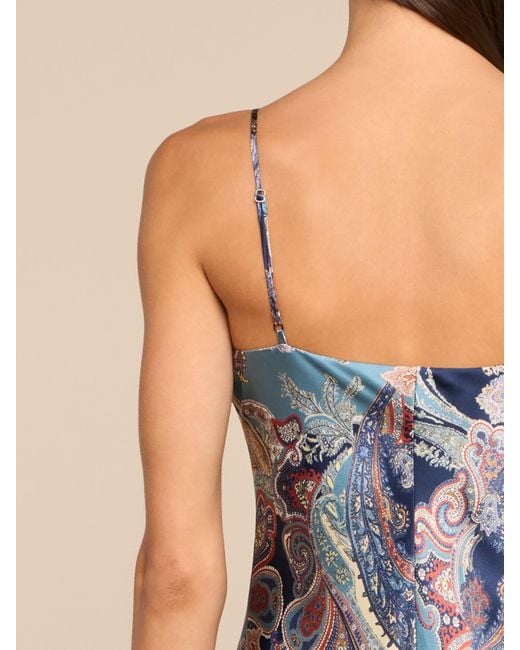 L'Agence Blue Seridie Silk Slip Dress