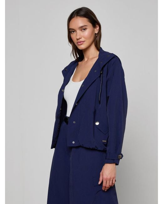 L'Agence Blue Geovana Hooded Windbreaker