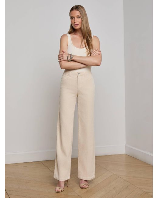 Jean Large En Velours Côtelé Scottie, Vanille L'Agence en coloris Natural