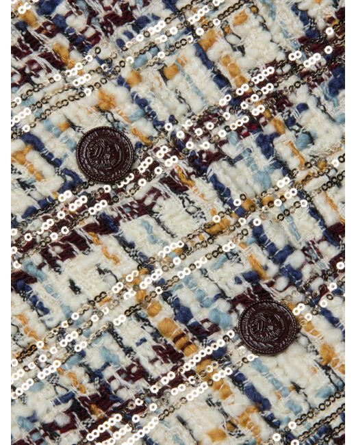 Veste En Tweed À Sequins Kasey, Tweed Chiné À Sequins Dorés L'Agence en coloris Brown