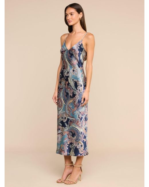 L'Agence Blue Seridie Silk Slip Dress