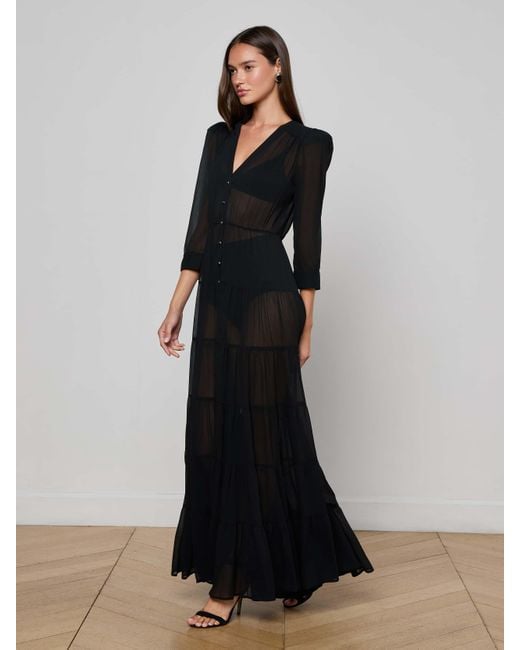 Robe Maxi À Plusieurs Niveaux En Noir L'Agence en coloris Black