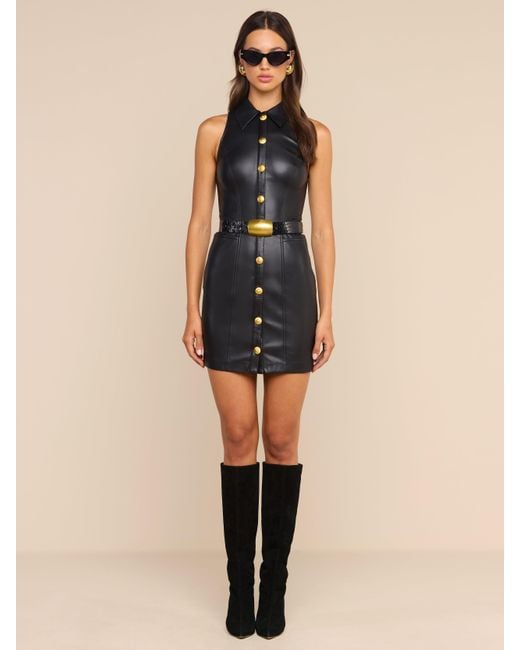 L'Agence Black Apolline Vegan Leather Dress