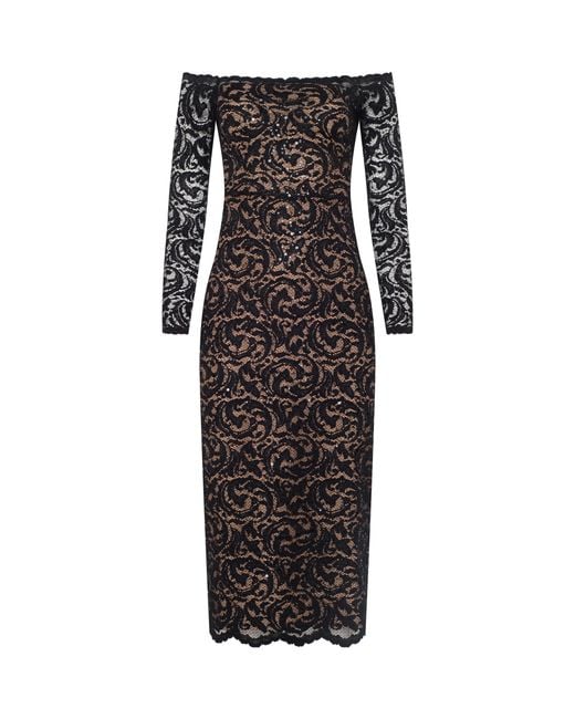 L'Agence Black Lindsay Sequined Lace Dress