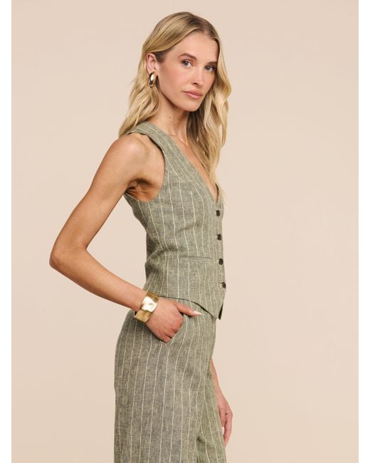 L'Agence Green Drina Linen-Blend Vest