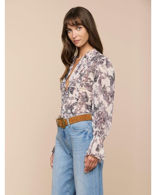 L'Agence Blue Eunice Blouse Top