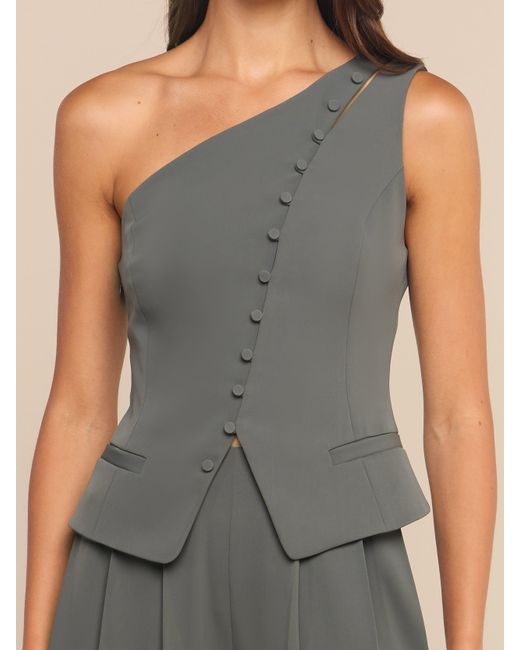 L'Agence Blue Zinnia One-Shoulder Top