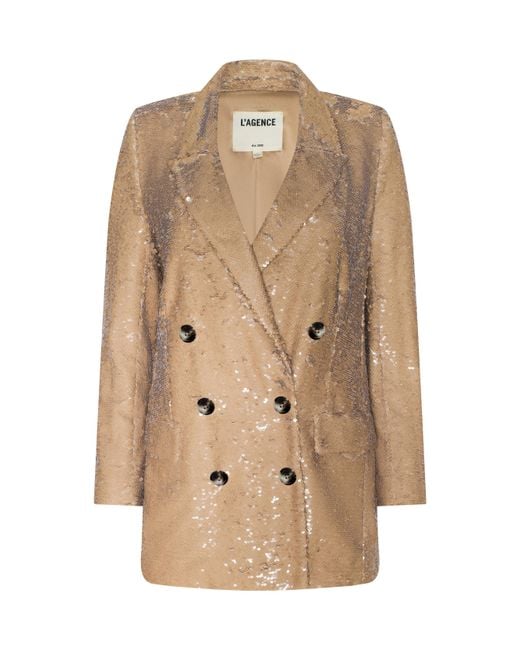 L'Agence Natural Cambrie Oversized Sequin Blazer