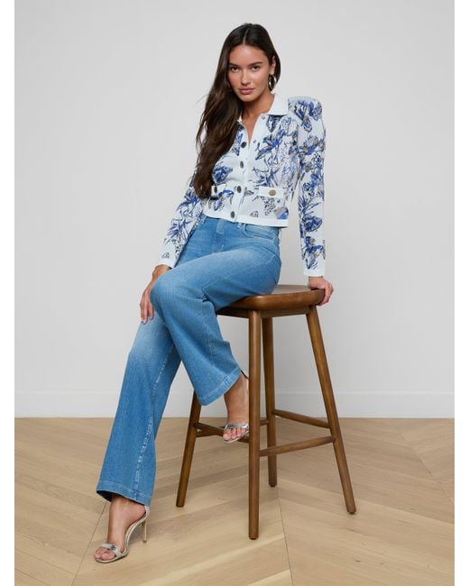 L'Agence Blue Osiris Jacquard Cardigan