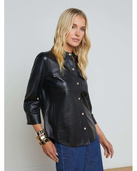 L'Agence Black 'Agence Avina Leather Shirt