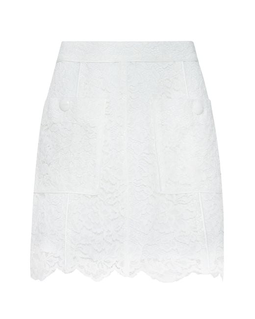 L'Agence White Riven Lace Mini Skirt