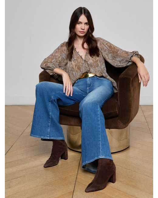 L'Agence Blue Teagan Blouse Top