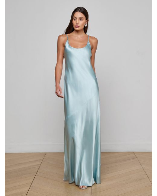 L'Agence Blue Charmaine Silk Gown