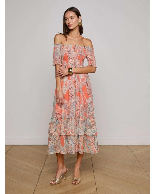 L'Agence Pink Oriel Off-The-Shoulder Dress
