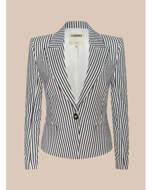 L'Agence Gray Misa Seersucker Blazer