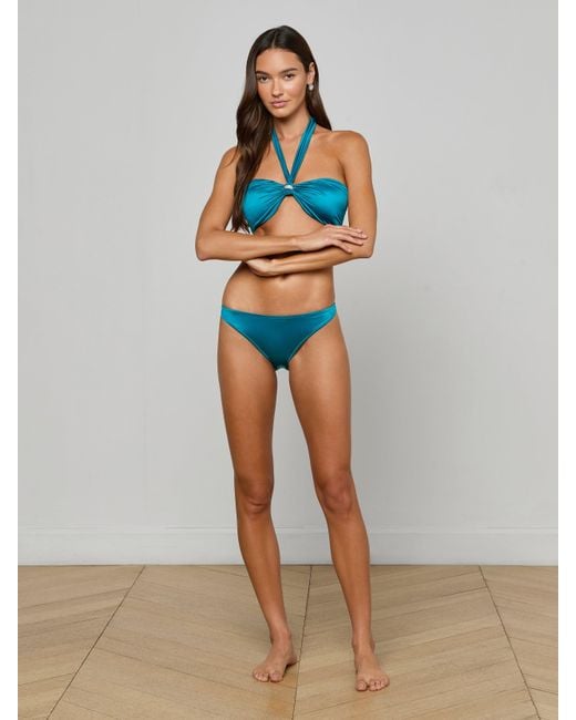 L'Agence Blue Krysta Halter Bikini Top