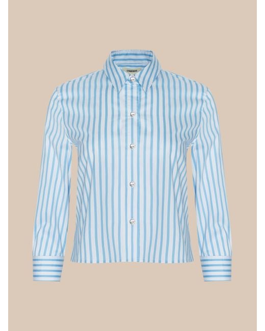 L'Agence Blue Fawn Beach Print Shirt
