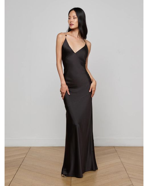 L'Agence Multicolor Saint Crystal Strap Gown